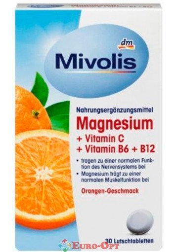 Вітамінний Комплекс Mivolis Magnesium + Vitamin C + Vitamin B6 + B12 30 caps.