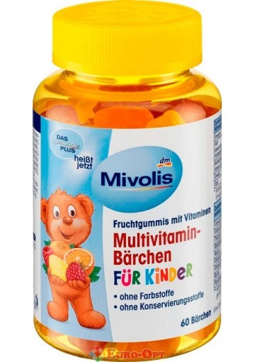Жувальний Мультивітамін для дітей Mivolis Multivitamin-Bärchen für Kinder 60 шт.