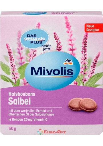 Льодяники від Кашлю Mivolis Salbei з Олією Шалфея і Вітаміном С 50g.