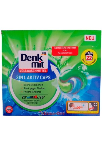 Бесфосфатные Капсулы для Стирки Белого Белья Denkmit Vollwaschmittel Duo-Caps 22 tabs