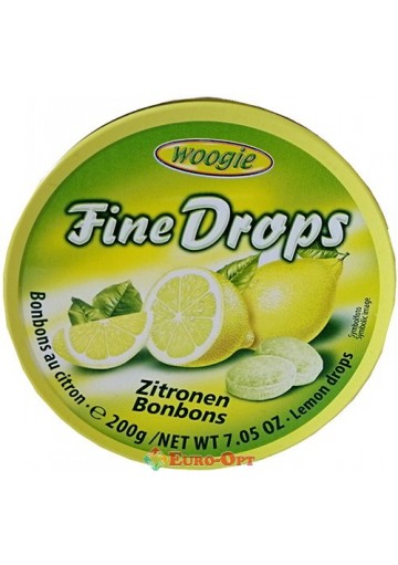 Леденцы с Лимонным Вкусом Woogie Fine drops Zitronen 200g
