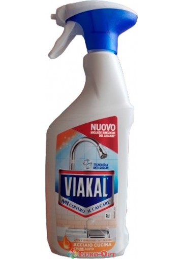 Чистящее средство для металлических поверхностей с уксусом Viakal Acciaio Cucina 470ml.