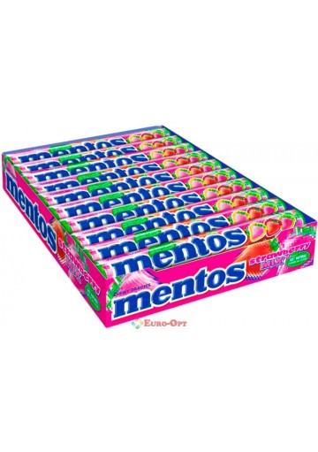 Набор жевательных конфет Mentos Strawberry Mix (Клубничный микс) 38g. × 20шт