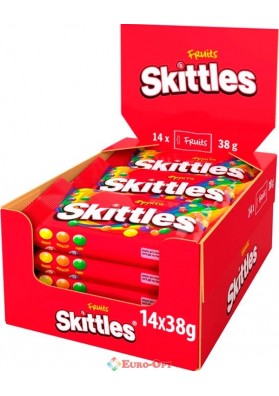 Упаковка драже Skittles Fruits (Скитлз Фрукты) 38г × 14шт