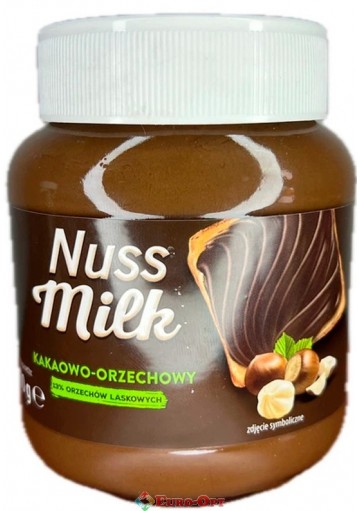 Паста шоколадно-молочная с орехом Nuss Milk Kakaowo-Orzechowy 400g.
