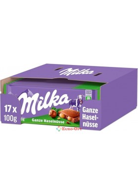 Упаковка шоколада Milka Whole Hazelnut 100g. × 17шт